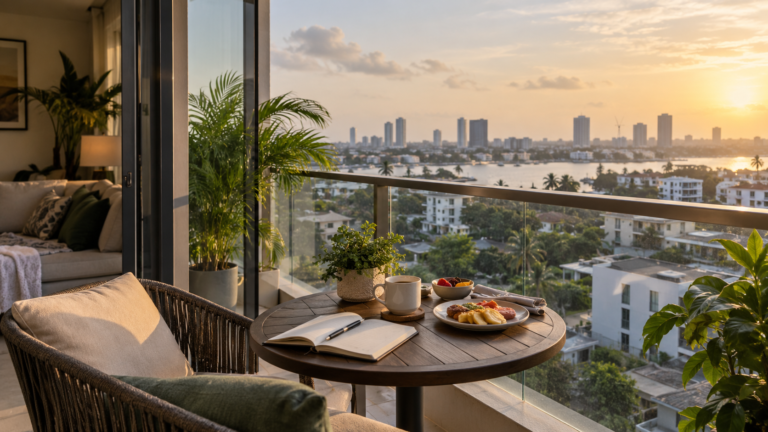 Slow Sunday in Lekki Phase 1 overlooking the Lagos skyline at golden hour