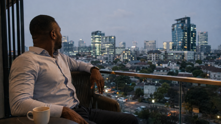 Business traveller enjoying an evening in Victoria Island, Lagos