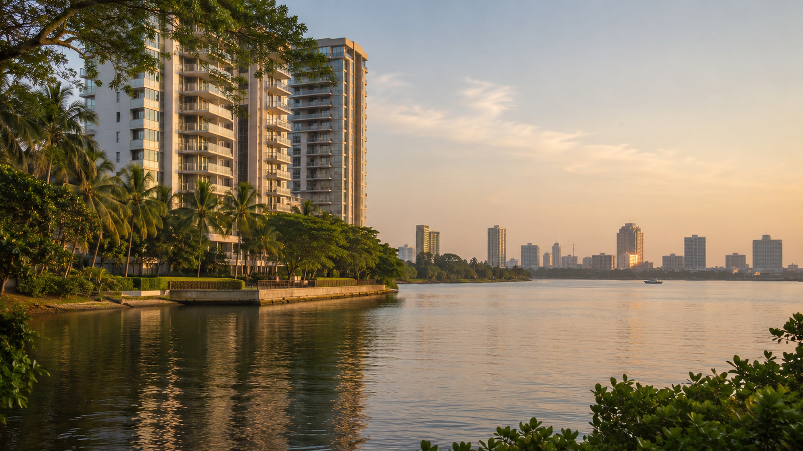 Peaceful waterfront view of Ikoyi showing the quiet side of Lagos